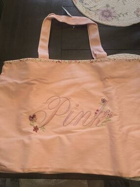 Pink Embroidered Floral Tote Bag - Pink